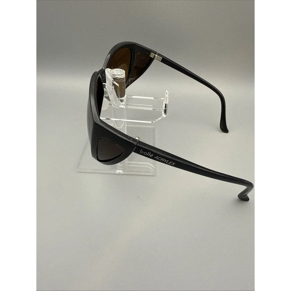Vintage BOLLE ACRYLEX Sunglasses FRANCE BLACK Wrap CatEye Unisex RARE🔥Polarized